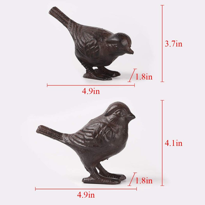 BRASSTAR Rustic Cast Iron Bird Statue Farmhouse Home Garden Decor Collectible Figurines Gift Replica Rust Color a Pair of Birds PTZD053 - Image 2